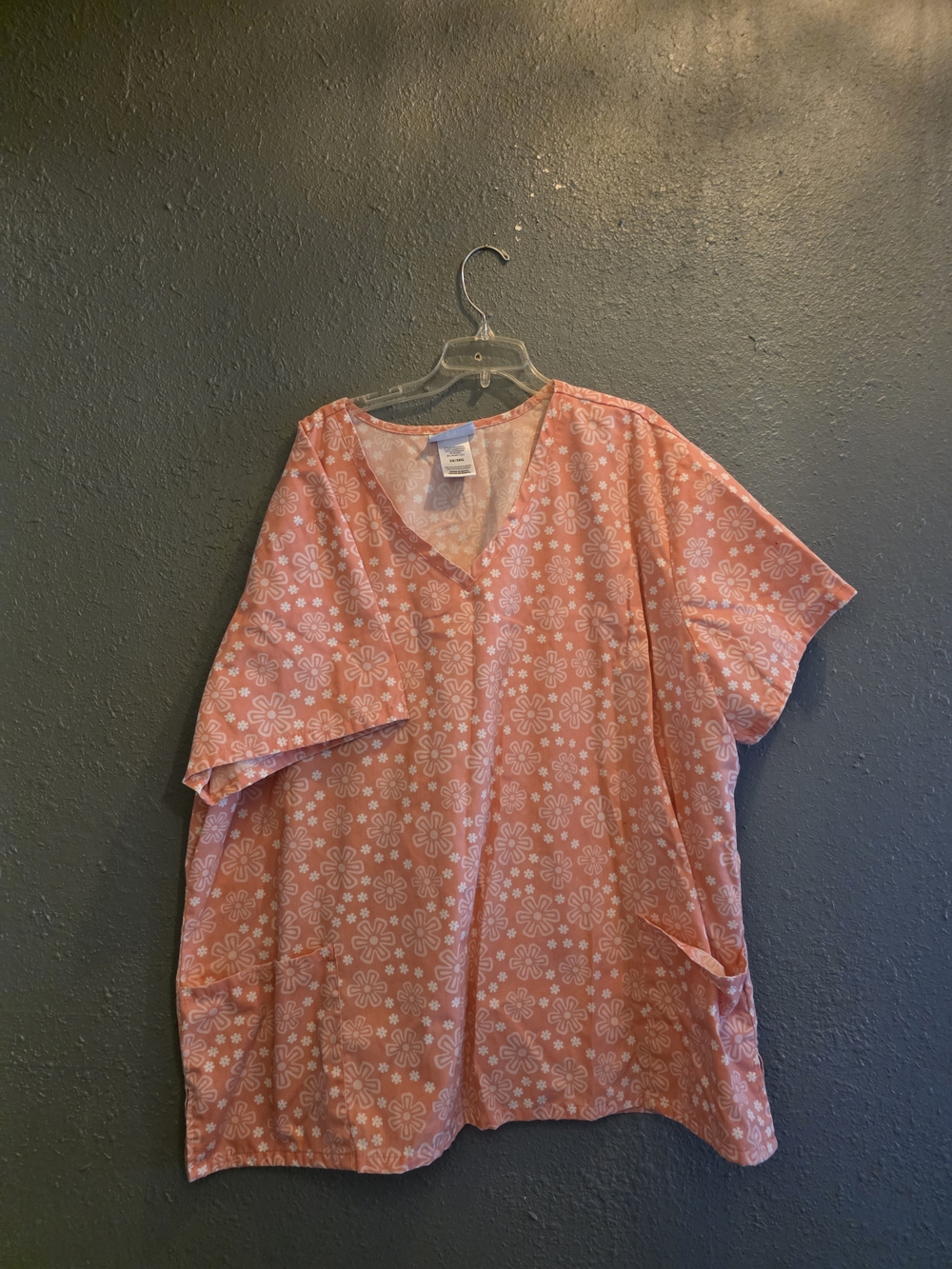 SB Scrubs Coral Floral V-Neck Scrub Top